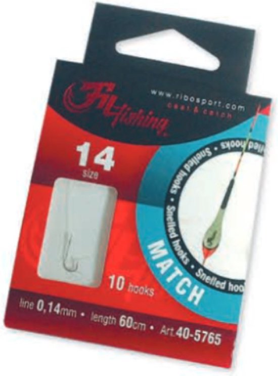 Snelled Hooks 'Match' - Haakmaat #10 - 0.18mm - 60cm - 10 stuks - Match, Feeder, Witvis Onderlijnen van PMF