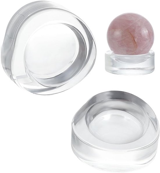 SnelShoppen - 2 Stuks Crystal Ball Stand - Helder Glas Balhouder met Boogvorm voor Decoratie van 30-42mm - Perfect voor Paaseieren, Stenen en Golfball