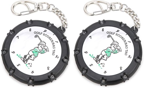 SnelShoppen - 2 Stuks Golf Score Counters Draagbare Stroke Counter Dubbelzijdig 18 Holes Golf Scorer Golf Accessoire met Sleutelhanger