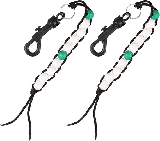 SnelShoppen - 2Pcs Golf Score Teller Bead Keeper Armbanden met Clip - Nylon, Plastic Golfballen, 4 Witte en 1 Groene Kraal - Ideaal voor Golfers