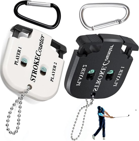 SnelShoppen - 2pcs Golf Score Teller met 2 Karabijnhaken, Handmatige Puntenteller, Hole Teller, Golf en Sportevenementen, Compact en Lichtgewicht Ontw