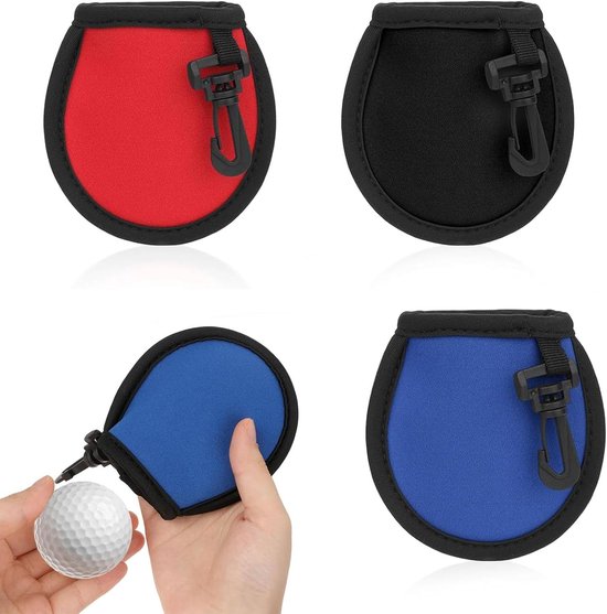 SnelShoppen - 3 Pack Golfbal Reiniger Pouch, Draagbare Golfbal Tas met Clips, Golfbal Droogreiniger Pocket Cadeaus voor Mannen Vrouwen, Golfaccessoire