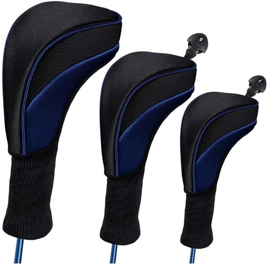 SnelShoppen - 3 Stuks Golf Driver Wood Head Covers Beschermhoes Set - Professionele Golfclub Hoofdbeschermers - Zacht, Stevig en Rekbaar - Ideaal voor