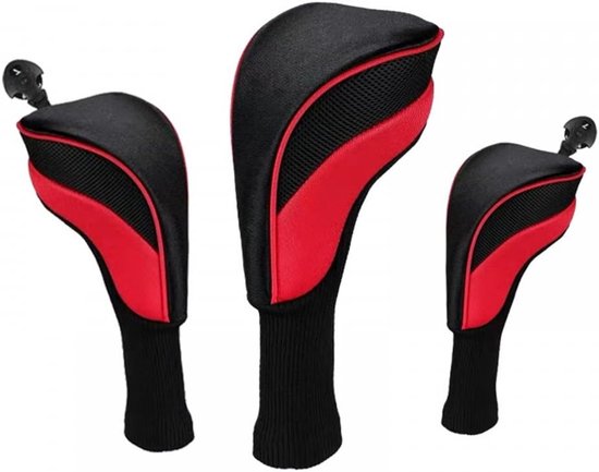 SnelShoppen - 3PCS golfclubs hoofdkappen, golf ijzer cover set met verwisselbare nummer label, zachte nylon stof, ademend en beschermend voor houten c