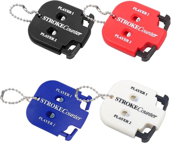 SnelShoppen - 4 Stuks Golf Resultaat Tellers, Puntentellers, Golf Scorer Tellers met Sleutelhanger, Handteller, Impact Monitor, Golf Resultaat Indicat
