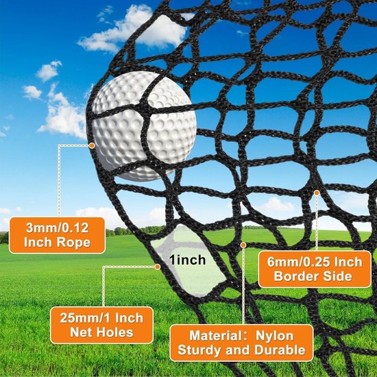 SnelShoppen - Balvangnet 3 x 5 m Zwart Polyester Golf-Oefennet met Versterkte Ogen, Robuust Trainingsnet voor Driving Range en Tuin, Snelmontagesystee