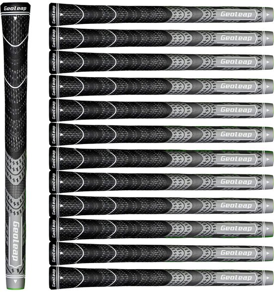 SnelShoppen - Geoleap ACE-C Golfgrips Set van 13 - Midsize Grijs - Cord Rubber Hybrid Golf Club Grips voor Optimale Grip en Controle - Perfect voor Go