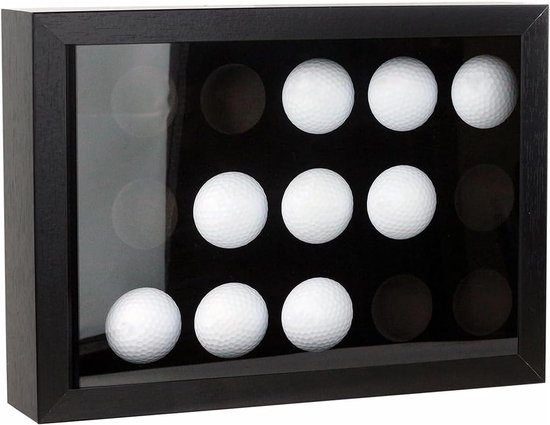 SnelShoppen - Golf Ball Display Case - Wandmontage Golfbaldisplay voor 15 Golfballen - Luxe Velvet Foam - Transparante Acrylplaat - 31 x 22,5 x 6,5 cm