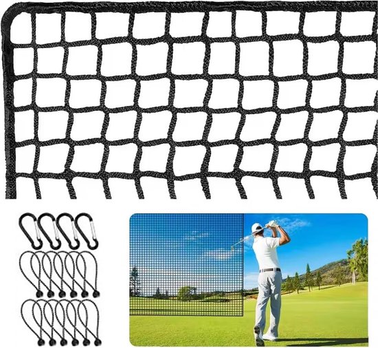 SnelShoppen - Golf net zwart polyester, draagbaar trainingsnet voor golf, honkbal en hockey, ideaal voor binnen en buiten gebruik, sterk en slijtvast,