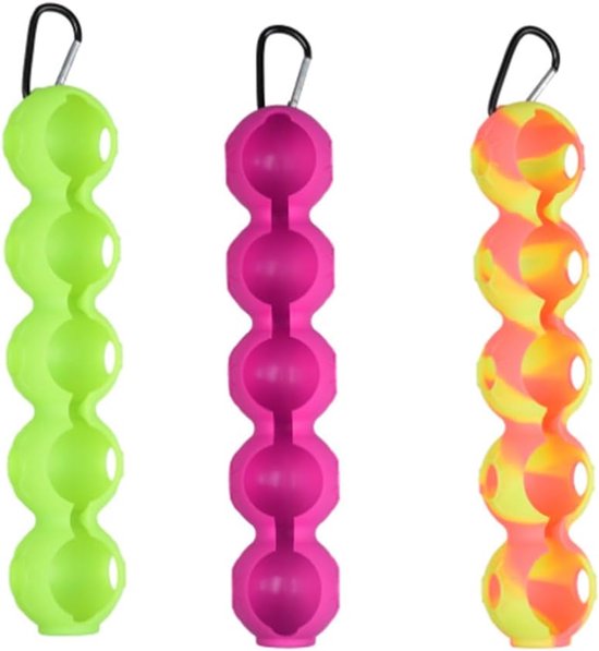 SnelShoppen - Golf Silicone Ball Cover 3-Pack - Eco-vriendelijk Silicone Ball Cover met Carabiner - Bewaarclip voor 15 Golfballen - Ideaal voor Golf e