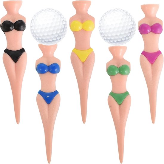 SnelShoppen - Golf tees grappig dames bikini 5 stuks 76mm/3 inch plastic golf tees voor vrouwen en mannen, golf accessoires voor golftraining en oefen