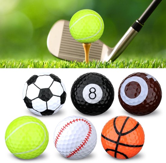 SnelShoppen - Set van 6 Grappige Golfballen, Gepersonaliseerde Golfballen met Resin Schaal en Rubber Kern, Leuke Golf Cadeaus voor Mannen, Golfers, en