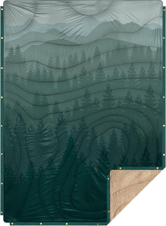 SnelShoppen - Sherpa Camping Blanket Ultra Light Warm 3-in-1 Campingdeken Waterproof Poncho en Slaapzak Thermisch Dekentje voor Buiten, Auto, Van, Woo