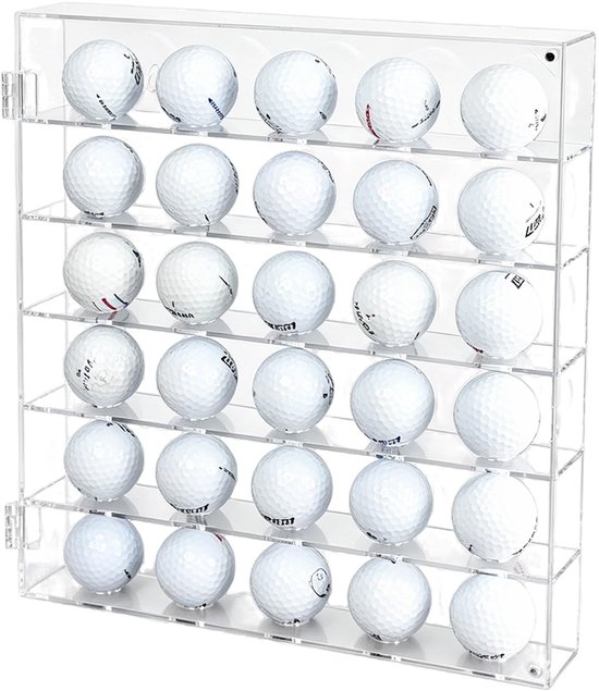 Solidchoice - Acryl Vitrine voor 30 Golfballen - Stofdichte Opbergdoos met Bevestigingsgaten
