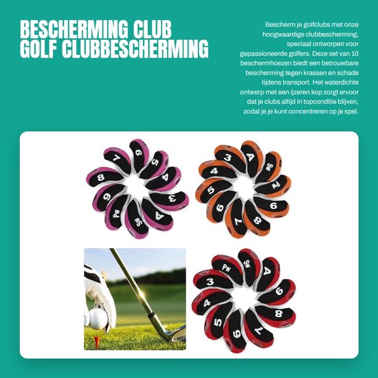 Solidchoice- Clubbescherming Waterdicht - Club-afdekking - 10 Stuks - Neopreen - Beschermhoes - Ritssluiting voor Eenvoudige Toegang - Clubhoezen