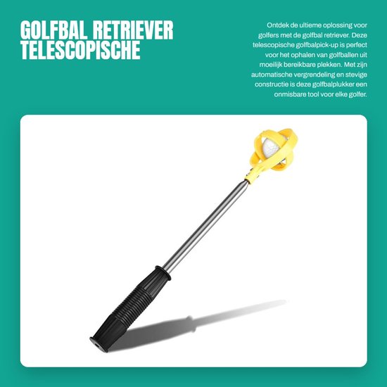 Solidchoice- Golfbal Retriever Telescopisch - Golfbalpick-up - Golfbalplukker - Automatische Vergrendeling - Lichtgewicht - Geel