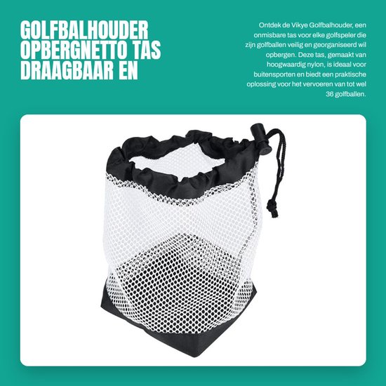 Solidchoice- Golfbalhouder - 36 Golfballen - Opbergnet - Nylon Mesh - Lichtgewicht - Draagbaar - Wasbaar en Sneldrogend - Golfballentas