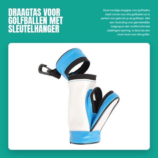 Solidchoice- Golfbalhouder Grote Capaciteit - Draagtas - Sleutelhanger - Riemclip - Multifunctioneel - Duurzaam PU-leer - Golfbaltas