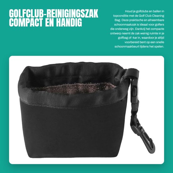 Solidchoice- Golfclub-reinigingszak Draagbaar - Golfbalreinigingszak - Afneembare Reinigingszak - Nylon - 16x8x13,5 cm - Handig voor op de baan