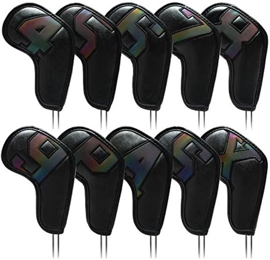 Solidchoice- Golfclubhoezen Waterdicht - PU-leer - Bescherming tegen Krassen - Geschikt voor IJzeren Clubs - 10 Stuks - Zacht en Eenvoudig Schoon te Maken - Clubcovers