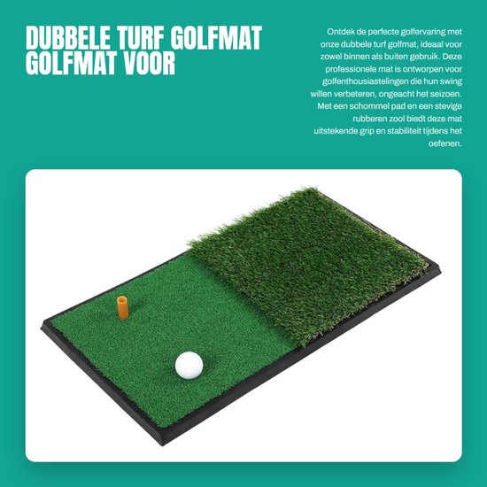 Solidchoice- Golfmat Dubbel - Rubber/PVC - Schommel Pad - Praktijkmat Binnen/Buiten - Professionele Mat - Geschikt voor Golfoefeningen - Golftraining Mat