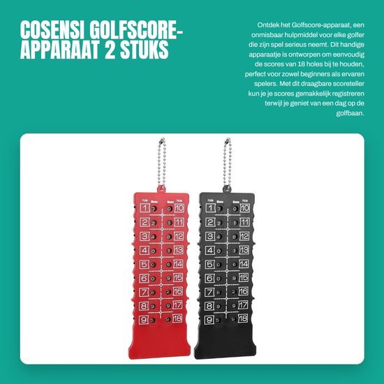 Solidchoice- Golfscore-apparaat 2 Stuks - Draagbare Golfteller - 18-holes Scoreregistratie - Compact en Lichtgewicht - Eenvoudige Bedienning - Duurzaam Ontwerp - Golfscoreteller