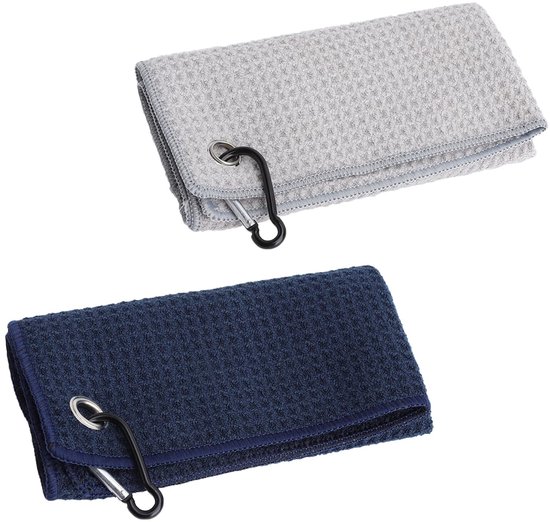 Solidchoice - Set van 2 Microvezel Golfhanddoeken met Carabiner