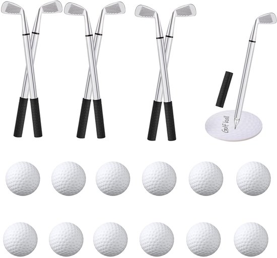 SolidKeus - Golf Pen Set met 12 Balpennen en 12 Golfballen voor Golfliefhebbers