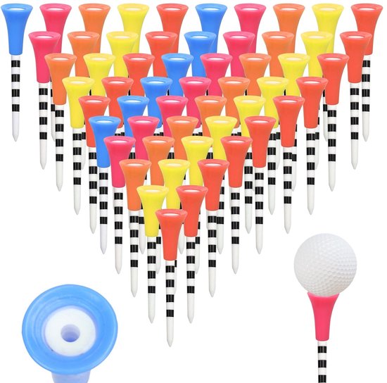 SolidKeus - Set van 50 Kleurige Golftees van Duurzaam Plastic