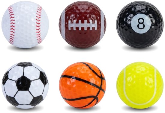 SolidKeus - Set van 6 Grappige Gekleurde Golfballen