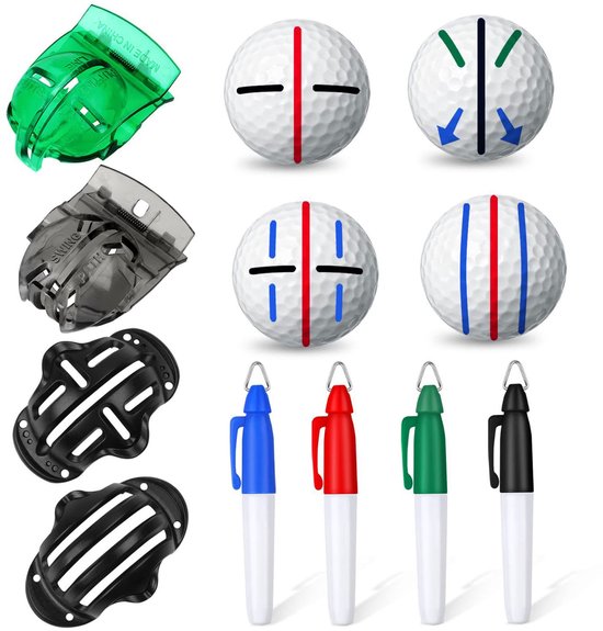Somstyle 8-Delige Golf Accessoires Set - Golfballen Marker Stift - Golfbal Lijn Markeerder - Multicolor van Somstyle