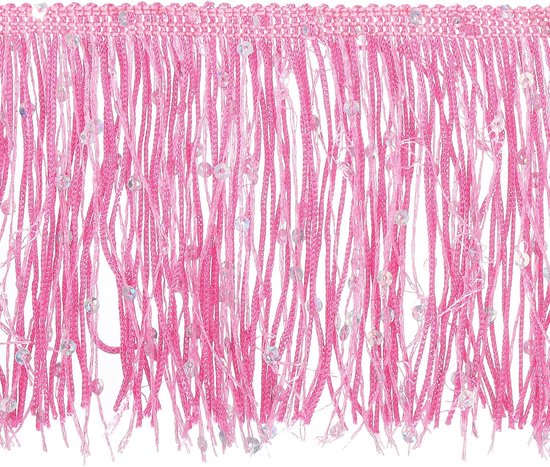 sourcing map 2 meter 10 cm paillettenfranjeband glinsterende doe-het-zelf franjeband voor kostuums, kleding, doe-het-zelf naaien, handwerk, decoratie, roze