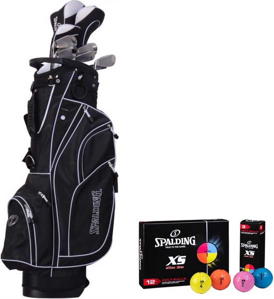 Spalding True Black - 14-Delige Golfset Heren - Graphite Shafts - Rechtshandig - Inclusief 12 Golfballen van Spalding