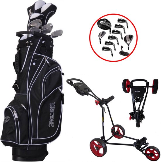 Spalding True Black Complete Golfset met Golftrolley - Golfset Heren - Graphite - Rechtshandig van Spalding