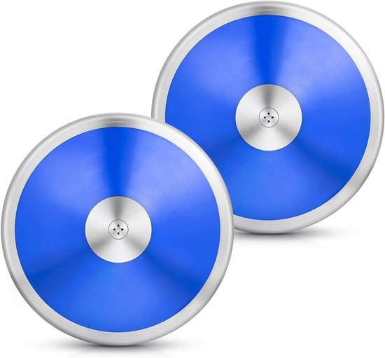 Sport Discus Set - Trainingsdiscus Werpschijf - Atletiek Training - Nylon Plastic Met Ijzeren Ring - 18 cm Diameter - Blauw