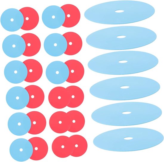 Sport Markering Cirkels - Trainingsschijven - Sport Training - Duurzaam PE Materiaal - 30 Stuks - Rood Blauw
