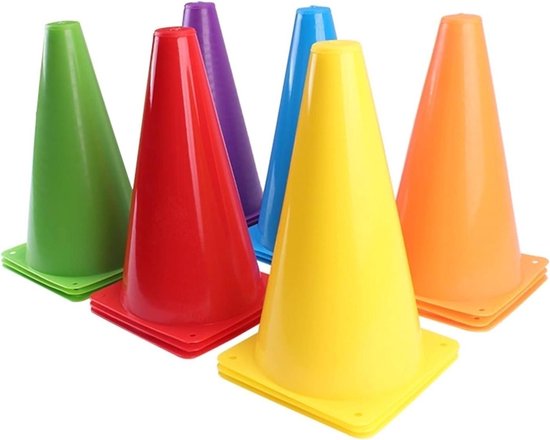 Sport Trainingscones - Markeer Kegels - Agility Training - Duurzaam Flexibel Plastic - Set van 10 - Meerdere Kleuren