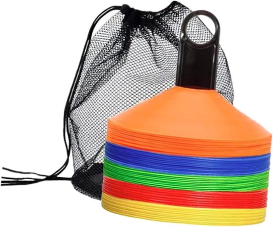Sport Trainingskegels - Markeerpionnen Veldkegels - Sport Training Afbakenen - Slijtvast PE Materiaal - 50 Stuks - Veelkleurig