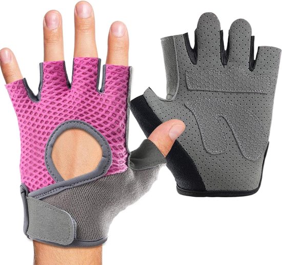 Sporthandschoenen - Fitnesshandschoenen Trainingshandschoenen - Sporten en Trainen - Antislip en Ademend - 1 Paar - Roze