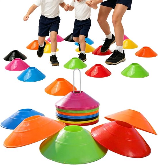 Sportkegels - Markeer kegels - Sport training - Hoge zichtbaarheid - 50 stuks - Kleurrijk
