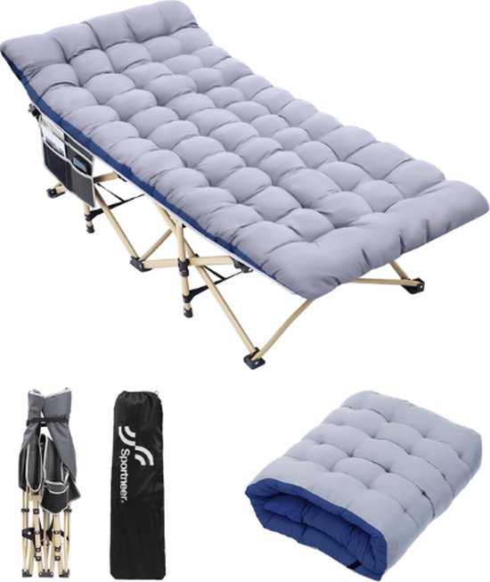 Sportneer® Kampeerbed - Comfortabel - Campingbedje - Veldbed - Kampeerbed Volwassenen - Veldbedden 1 Persoon - Campingbed - Stretcher - Kampeermatras - Strecher Ligbed Inklapbaar - Campingbedje - Veldbedden - Zwart van Sportneer