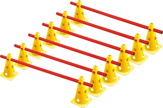 Steekhordenset - Kegelhorden - Voetbaltraining - Set van 6 - 22.5 cm - Geel