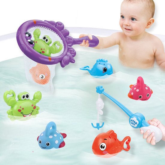 Stena Vishengel, Waterschietende Vissen en Schepnet - Badspeelgoed - Badspeeltjes - Bad Speelgoed - Jongen/Meisje - Baby/1 jaar/2 jaar/3 jaar - Kinderen van STEN