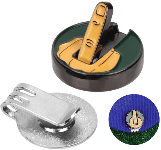 Store_7 - Magnetische Golfhoedclip - Golfaccessoire - Grappige Middelvinger Golfbalmarkering - Groen - Drietandige Dopclipmagneet - Geschikt voor G...