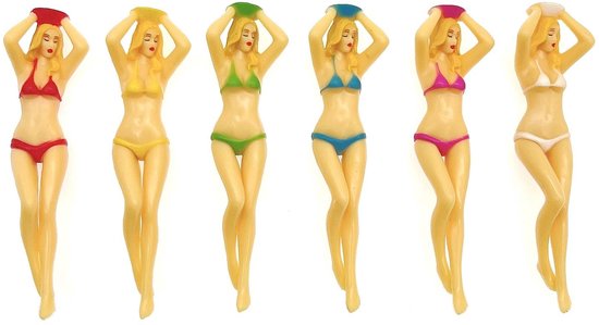 Store_9 - Bikini meisje golf tees - 6 stuks - Leuke golfbal houder - 76 mm - Duurzaam kunststof - Geschikt voor mannen en vrouwen - Kasteel ontwerp van Merkloos