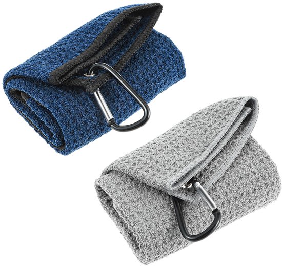 Store_9 - Golfhanddoeken - Microvezel - Draagbaar - Grijs en blauw - Absorberende handdoeken voor golfers - 2 stuks van Merkloos