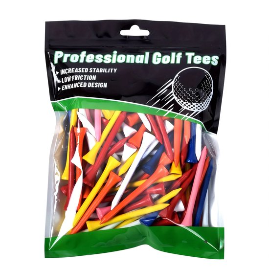 Stripe 100x Houten Golf Tees – 83mm – Multicolor – Extra Lang & Sterk – Duurzame Golf Tee Set – Milieuvriendelijk – Ideaal voor Driver & Fairway – Gekleurde Golf Tees van Stripe.