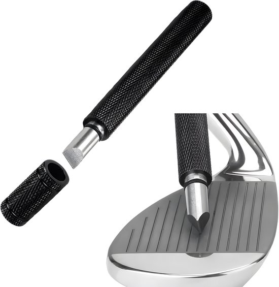 Stripe 2-in-1 Golfclub Slijper & Cleaner – RVS Groove Sharpener | Golf Cleaner Tool voor Backspin & Balcontrole van Stripe.