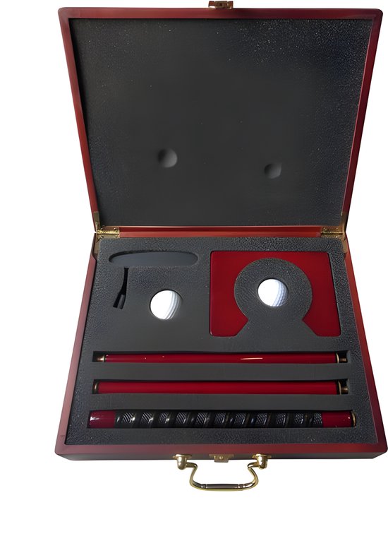 Stripe Deluxe Golf Putter Cadeauset – Mahonie Houten Giftbox met Putter, 2 Golfballen & Putting Cup | Luxe Golf Business Gift van Stripe.