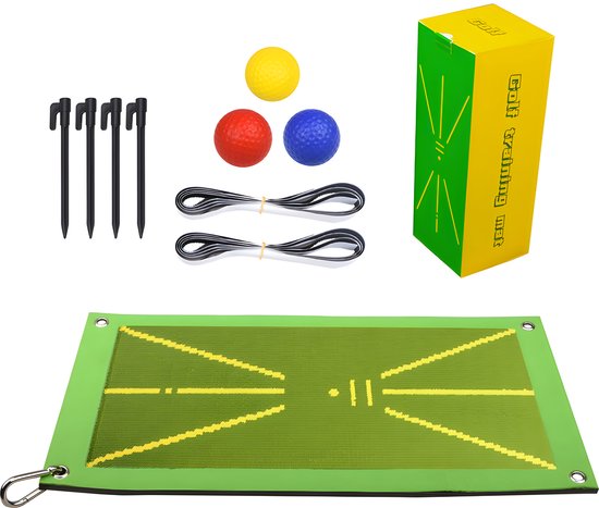 Stripe Draagbare Mini Golf Swing Traject Trainingsmat – Groen Memory Hitting Path Mat – Swing Detectie & Baltraject Analyse – Golf Training Hulp voor Beginners van Stripe.